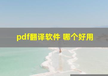 pdf翻译软件 哪个好用